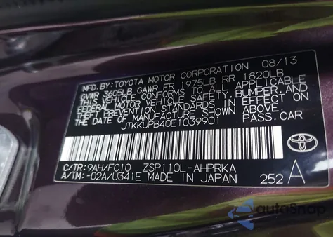 2014 Scion Xd z USA, uszkodzony, nr VIN JTKKUPB40E1039901